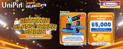 Rayakan Ulang Tahun UniPin Bersama Indomaret – Menangkan Ribuan Hadiah Menarik + Bonus Poin hingga 65,000 di Aplikasi Indomaret Poinku